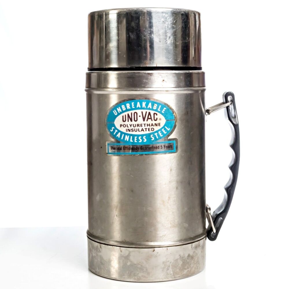 Vintage UNO-VAC Unbreakable Stainless Steel Thermos Made In USA Hot Cold